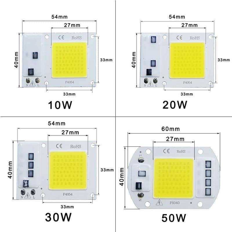 Chip LED AC 220 V 240 V 10 W 20 W 30 W 50 W COB Chip lampa LED nie ma ...